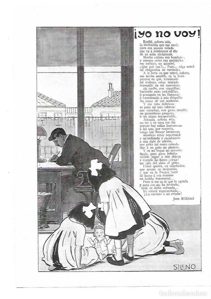 Colecionismo: A&Ntilde;O 1913 RECORTE PRENSA POESIA YO NO VOY POR JOSE RODAO DIBUJO SILENO ILUSTRACION