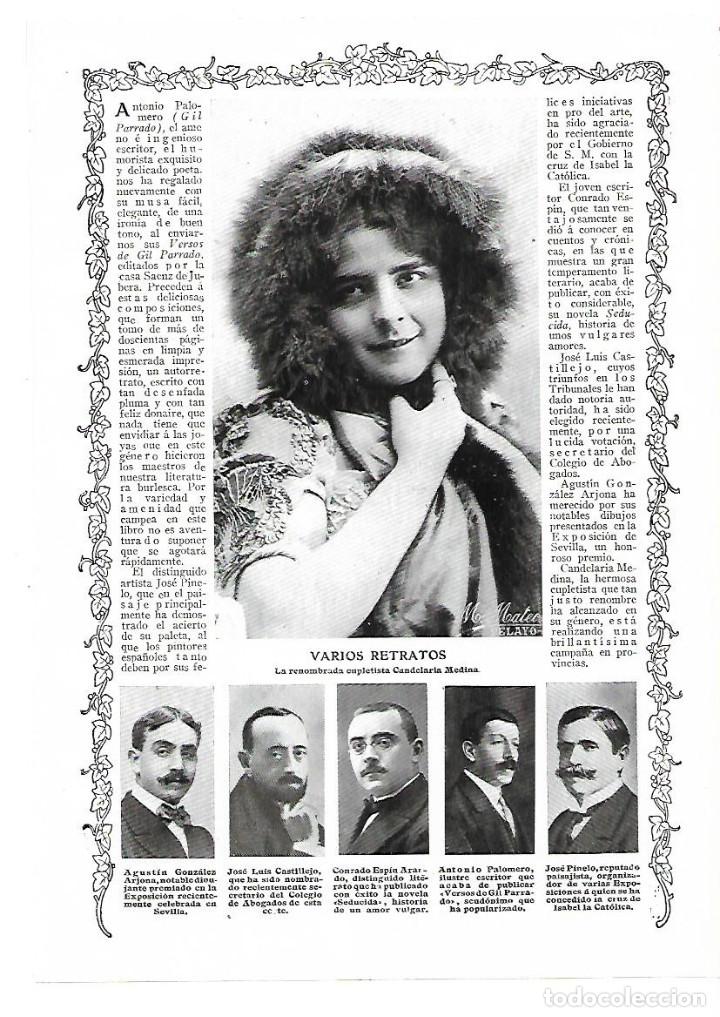 Sammelleidenschaft Papier: A&Ntilde;O 1913 RECORTE PRENSA FOTOGRAFIA CUPLETISTA CANDELARIA MEDINA ARTISTA CUPLE CANTANTE
