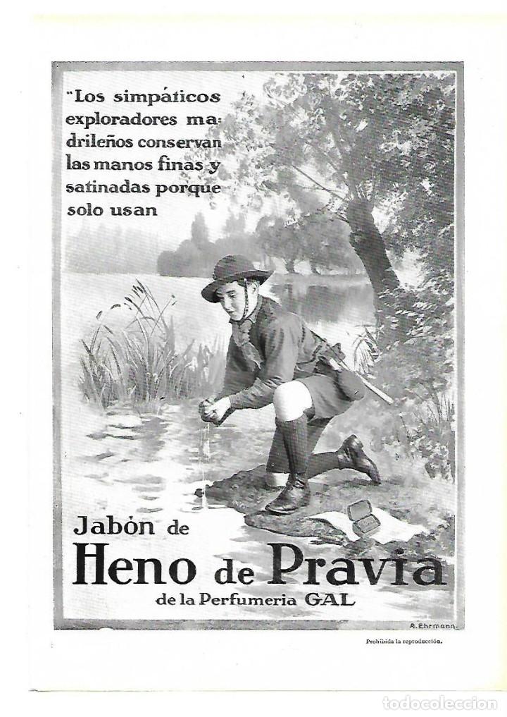 Colecionismo: A&Ntilde;O 1913 RECORTE PRENSA PUBLICIDAD PASTILLA DE JABON HENO DE PRAVIA EXPLORADORES MADRID