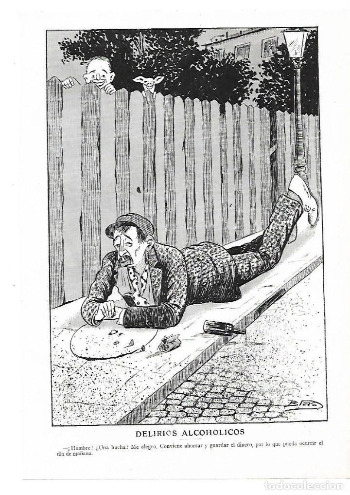 Colecionismo: A&Ntilde;O 1913 RECORTE PRENSA HUMOR DIBUJO COMICO POR BLAS DELIRIOS ALCOHOLICOS