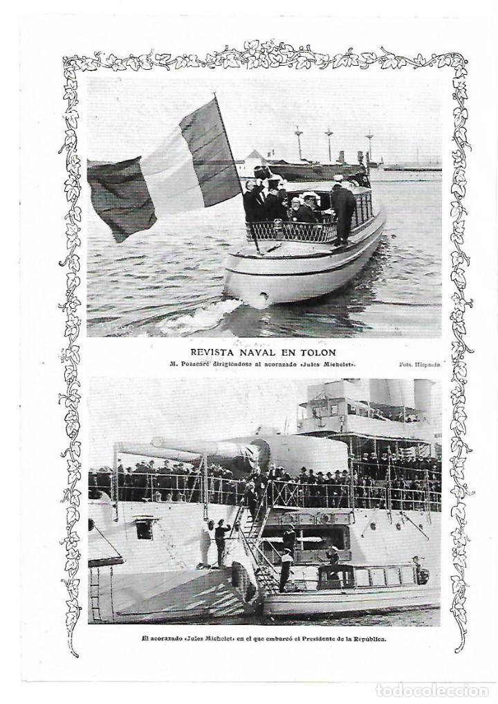 Colecionismo: A&Ntilde;O 1913 RECORTE PRENSA REVISTA NAVAL EN TOLON ACORAZADO JULES MICHELET POINCARE
