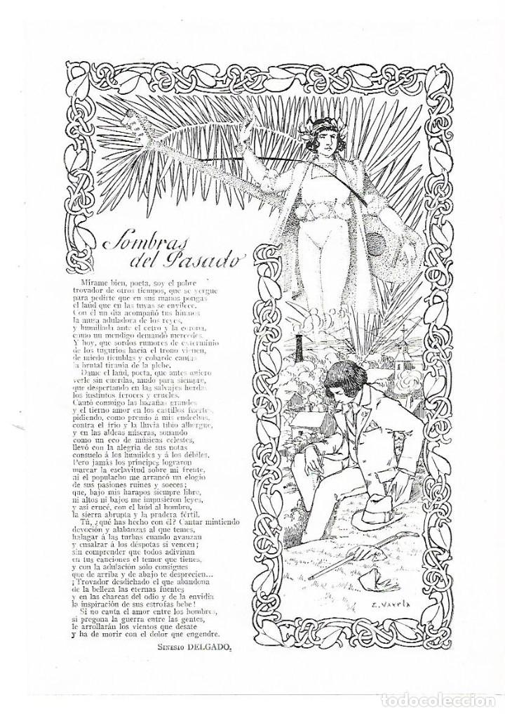 Colecionismo: A&Ntilde;O 1913 RECORTE PRENSA POESIA SOMBRAS DEL PASADO POR SINESIO DELGADO DIBUJO VARELA ILUSTRACION