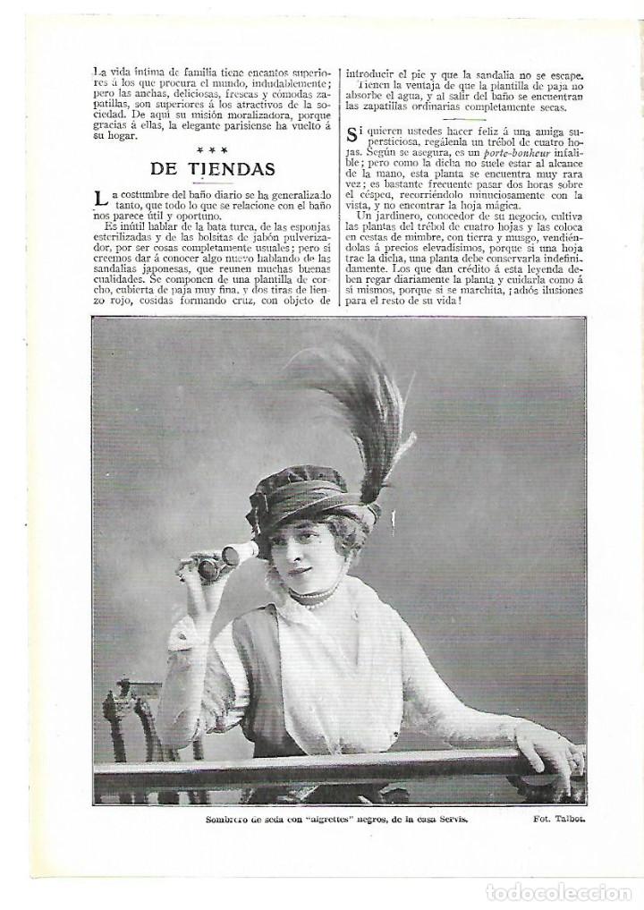 Collezionismo: A&Ntilde;O 1913 RECORTE PRENSA MODA SOMBRERO DE SEDA CON AIGRETTES NEGROS CASA SERVIS