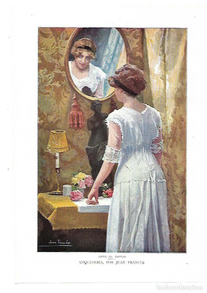Coleccionismo: A&Ntilde;O 1913 RECORTE PRENSA PINTURA LAMINA REPRODUCCION JUAN FRANCES COQUETERIA ANTE EL ESPEJO