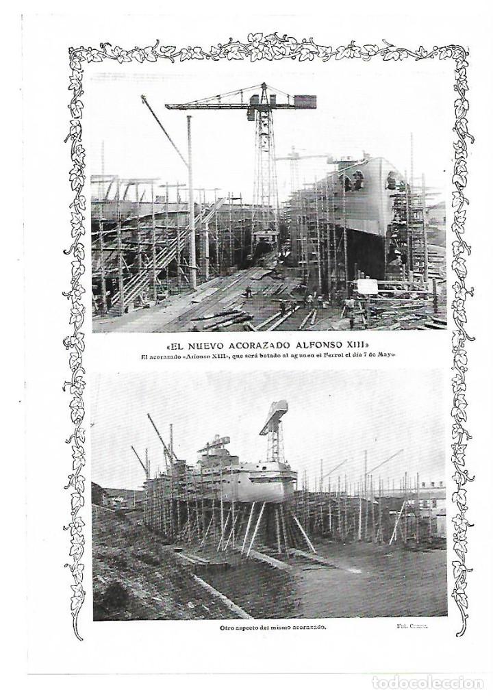 Sammelleidenschaft Papier: A&Ntilde;O 1913 RECORTE PRENSA NUEVO ACORAZADO ALFONSO XIII MARINA BARCO NAVEGACION BUQUE