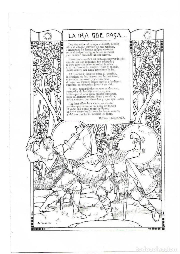 Coleccionismo: A&Ntilde;O 1913 RECORTE PRENSA POESIA LA IRA QUE PASA RAFAEL TORROME DIBUJO VARELA ILUSTRACION