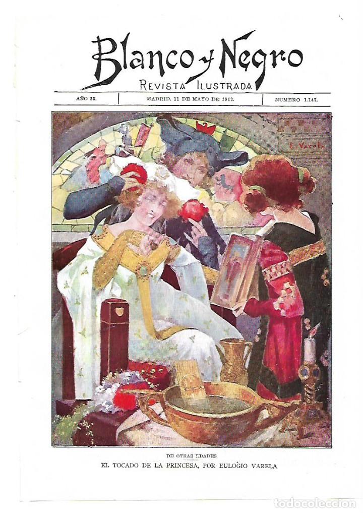 Colecionismo: A&Ntilde;O 1913 RECORTE PRENSA DIBUJO A COLOR PINTURA EULOGIO VARELA EL TOCADO DE LA PRINCESA