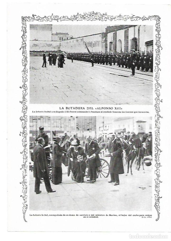 Sammelleidenschaft Papier: A&Ntilde;O 1913 RECORTE PRENSA EL FERROL BOTADURA NUEVO ACORAZADO ALFONSO XIII BUQUE MARINA
