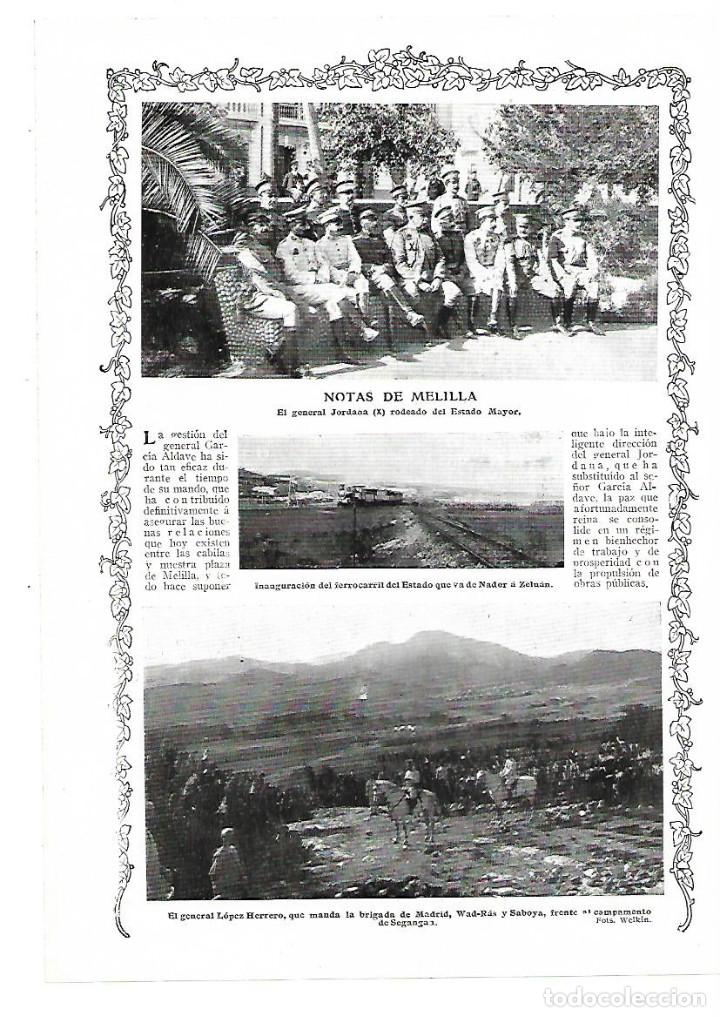 Coleccionismo: A&Ntilde;O 1913 RECORTE PRENSA MELILLA INAUGURACION FERROCARRIL DE NADOR A ZELUAN GENERAL JORDANA