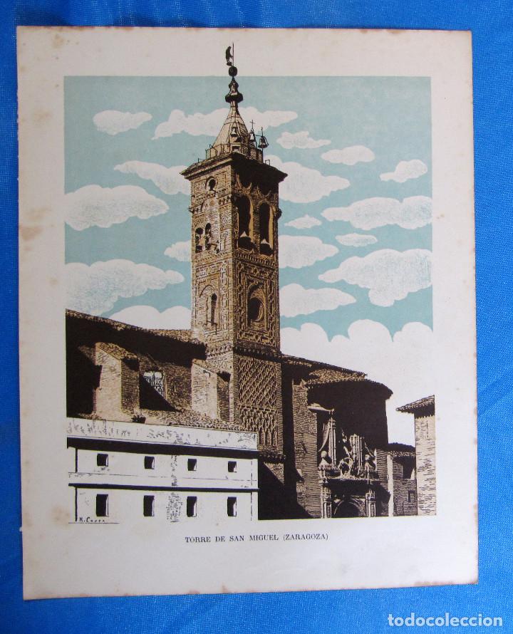Coleccionismo: L&Aacute;MINA CON LA IMAGEN DE LA TORRE DE SAN MIGUEL, ZARAGOZA. DE LAS MARAVILLAS DE ESPA&Ntilde;A. 1910'2.