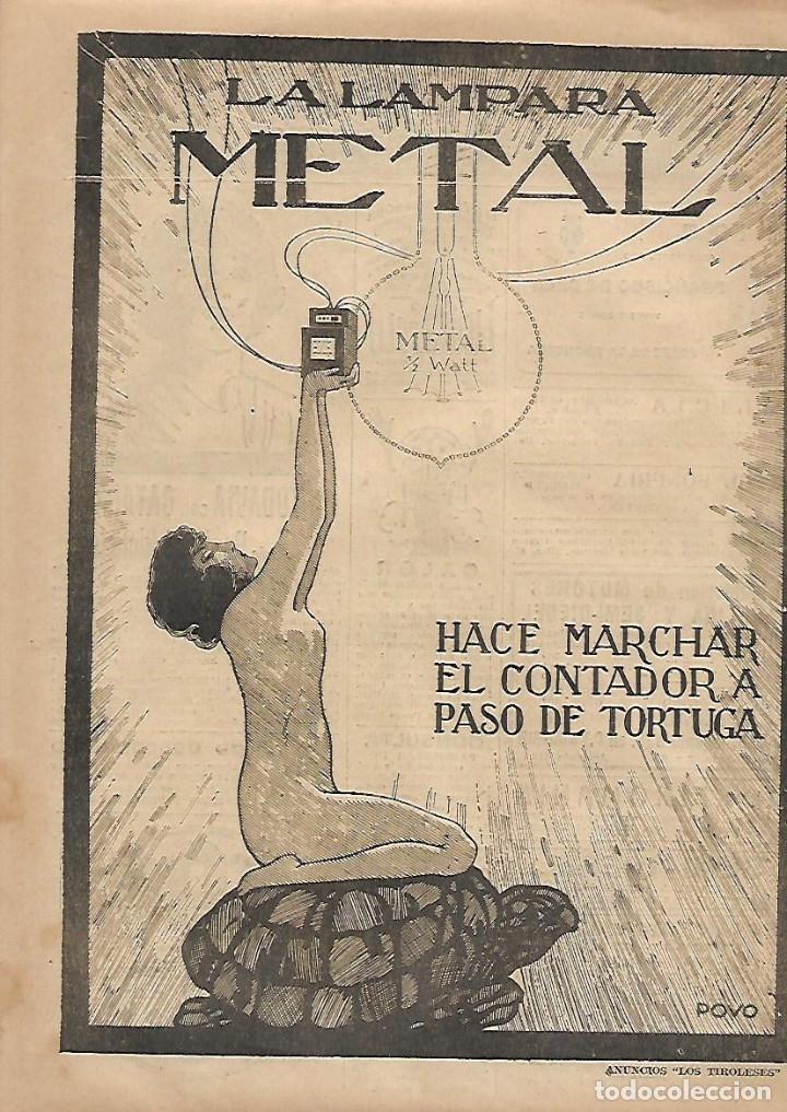Coleccionismo: A&Ntilde;O 1924 RECORTE PRENSA PUBLICIDAD LAMPARA METAL BOMBILLA LUZ