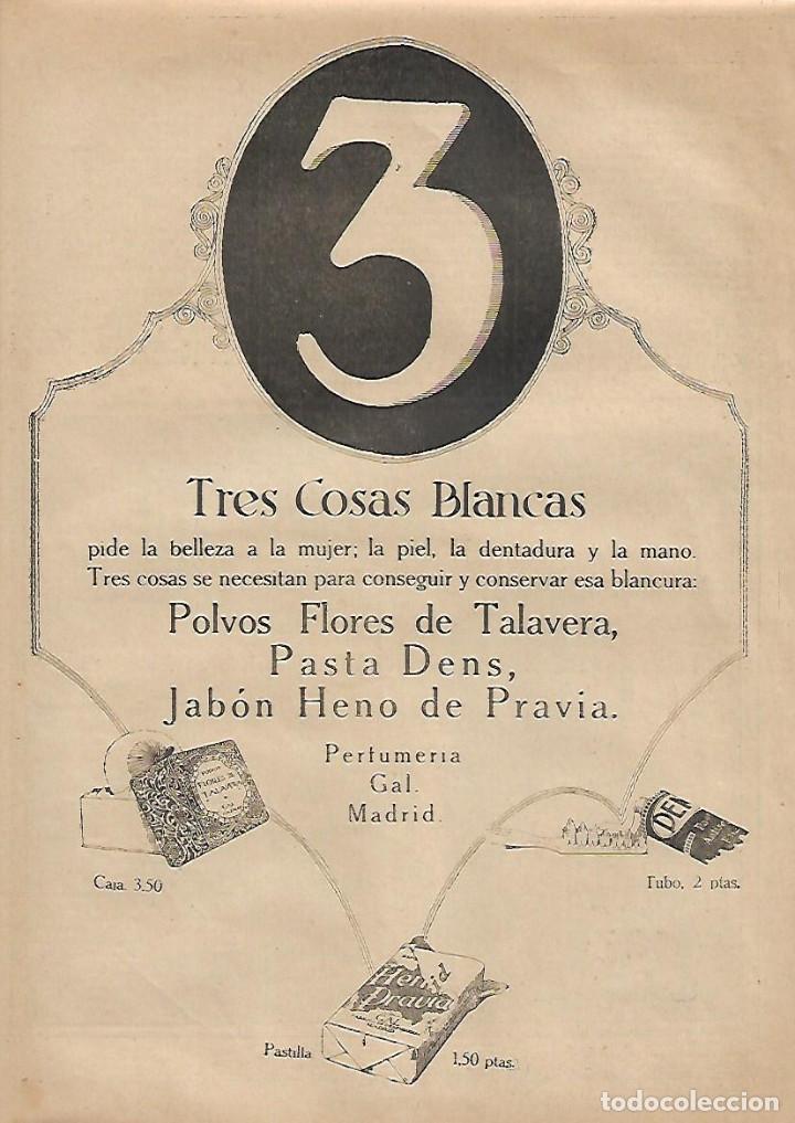 Collecting paper: A&Ntilde;O 1924  PUBLICIDAD PERFUMERIA GAL POLVOS FLORES DE TALAVERA PASTA DENS JABON HENO DE PRAVIA