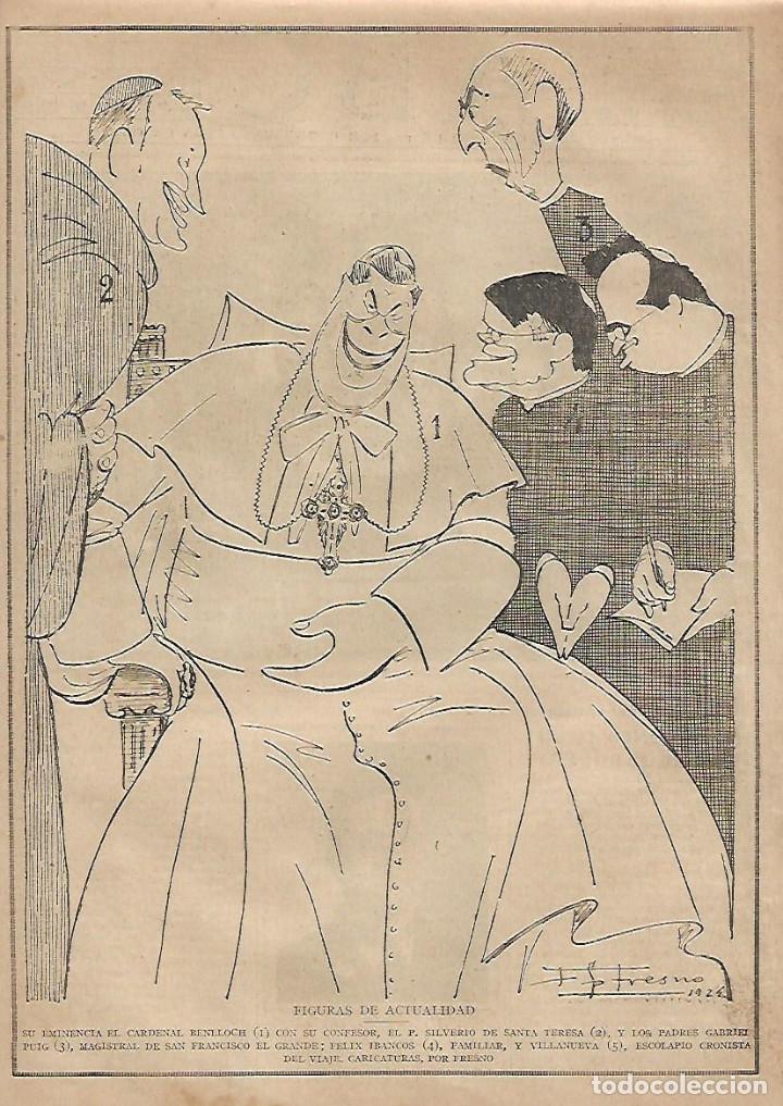 Collectionnisme: A&Ntilde;O 1924 RECORTE PRENSA HUMOR DIBUJO CARICATURA FRESNO CARDENAL BENLLOCH GABRIEL PUIG FELIX IBANCOS