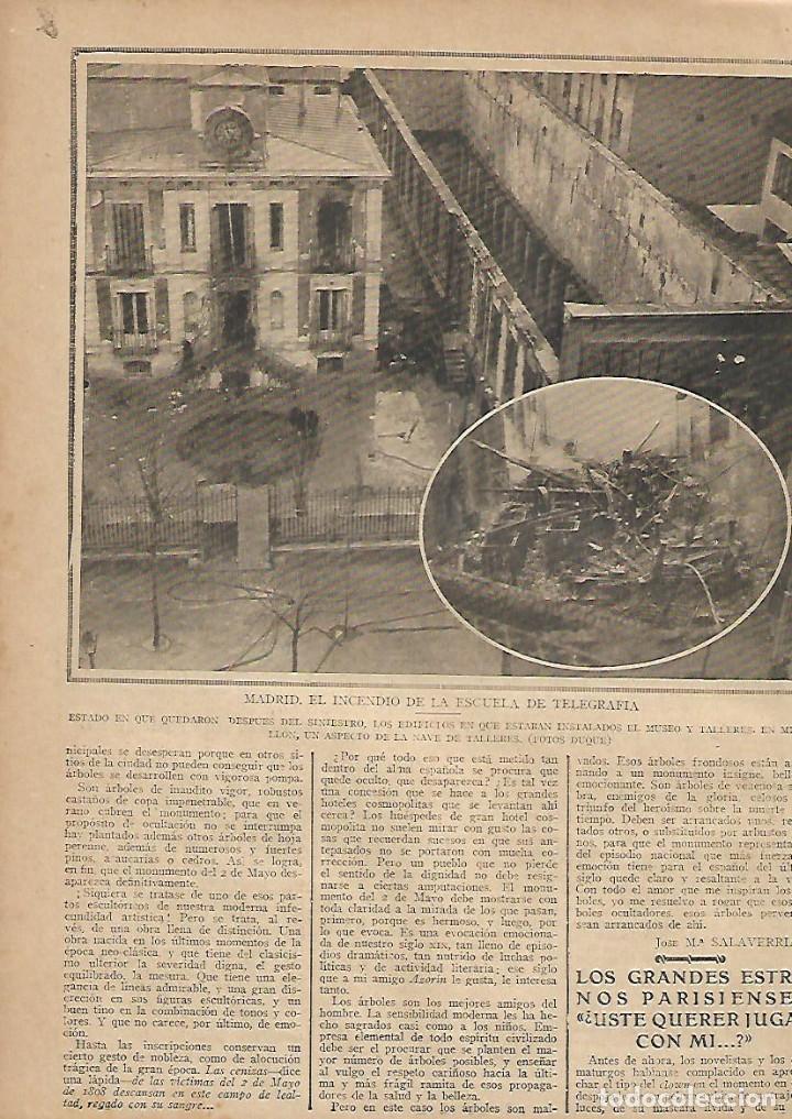 Collectionnisme: A&Ntilde;O 1924 RECORTE PRENSA MADRID INCENDIO DE LA ESCUELA DE TELEGRAFIA