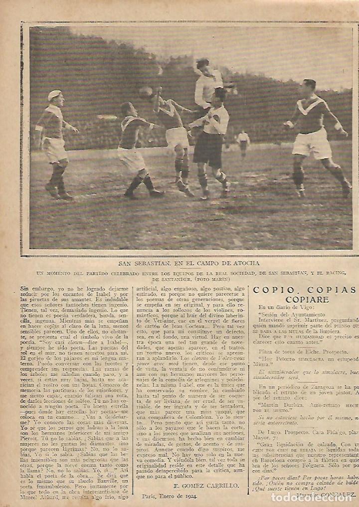 Coleccionismo: A&Ntilde;O 1924 RECORTE PRENSA DEPORTES FUTBOL ATOCHA SAN SEBASTIAN REAL SOCIEDAD RACING DE SANTANDER