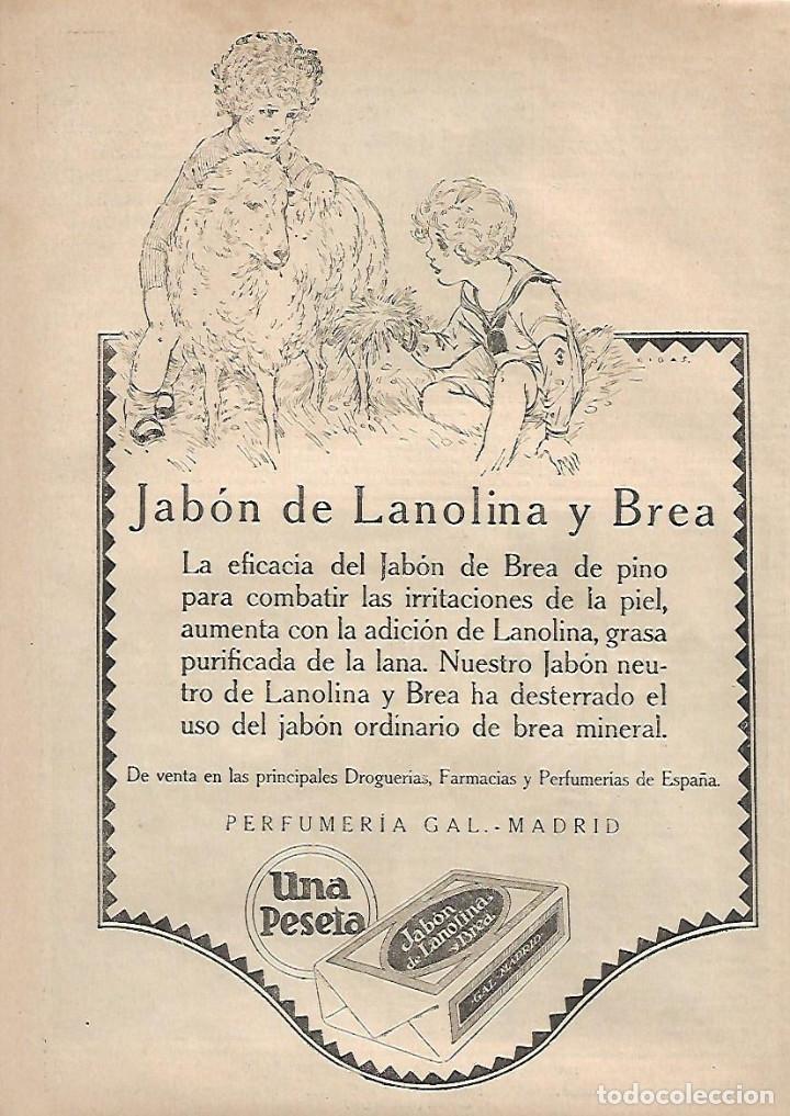 Collectionnisme: A&Ntilde;O 1924 RECORTE PRENSA PUBLICIDAD JABON DE LONOLINA Y BREA MINERAL PERFUMERIA GAL