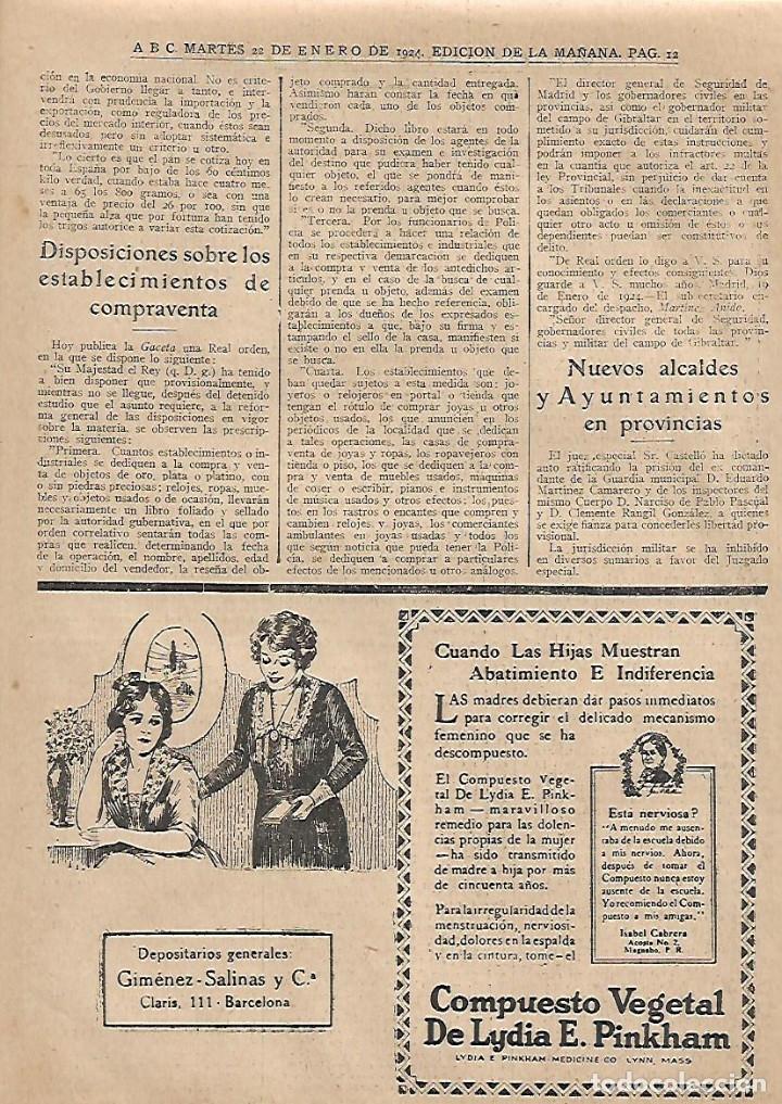 Collectionnisme: A&Ntilde;O 1924 RECORTE PRENSA PUBLICIDAD COMPUESTO VEGETAL LYDIA PINKHAM GIMENEZ SALINAS Y CIA