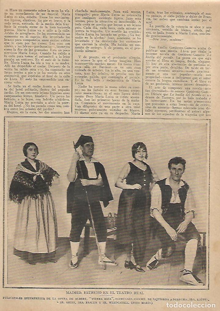 Coleccionismo: A&Ntilde;O 1924 RECORTE PRENSA TEATRO REAL ESTRENO TIERRA BAJA OPERA ALBERT KAPPEL GRIFF PAALEN WINDGASSEN