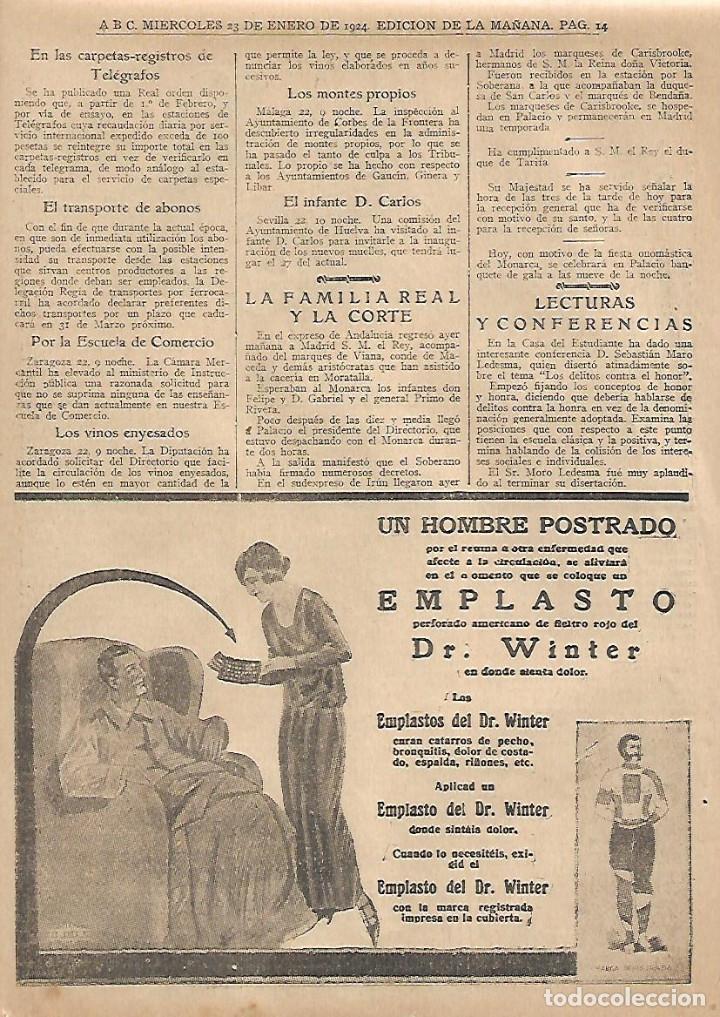 Colecionismo: A&Ntilde;O 1924 RECORTE PRENSA PUBLICIDAD EMPLASTO DOCTOR DR. WINTER