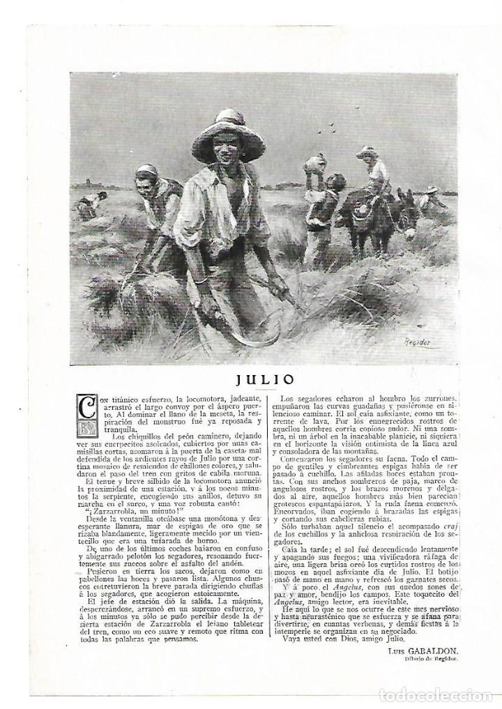 Collectionnisme: A&Ntilde;O 1913 RECORTE PRENSA RELATO CORTO JULIO POR LUIS GABALDON DIBUJO REGIDOR ILUSTRACION
