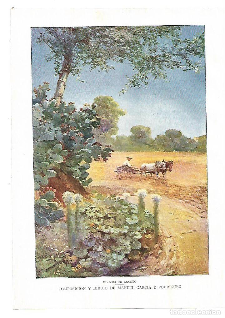 Sammelleidenschaft Papier: A&Ntilde;O 1913 RECORTE PRENSA PINTURA LAMINA DIBUJO COLOR EL MES DE AGOSTO POR MANUEL GARCIA Y RODRIGUEZ