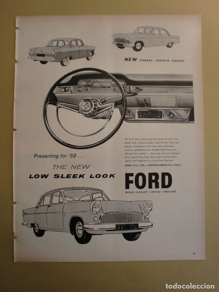Coleccionismo: FORD NEW CONSUL ZEPHIR ZODIAC - HOJA PRENSA ORIGINAL 16 MARZO 1958