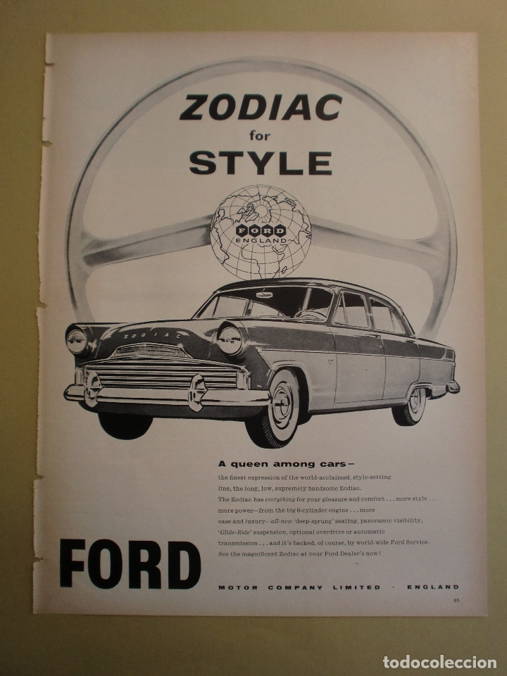 Coleccionismo: FORD ZODIAC FOR STYLE FOR ENGLAND - HOJA PRENSA ORIGINAL 23 JUNIO 1958