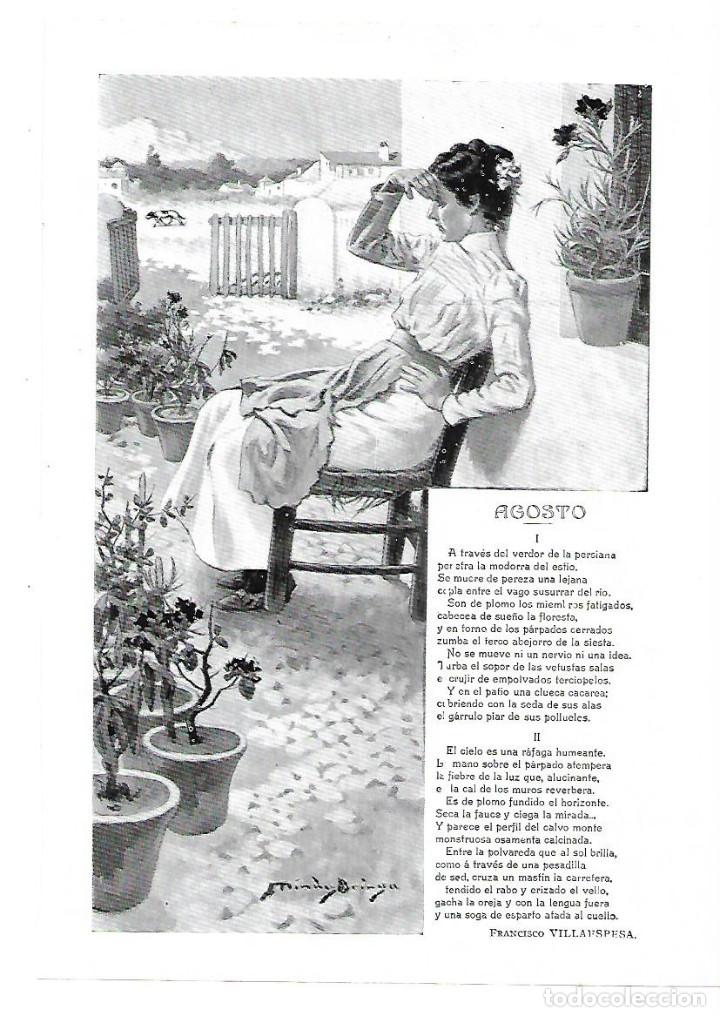 Coleccionismo: A&Ntilde;O 1913 RECORTE PRENSA POESIA AGOSTO POR FRANCISCO VILLAESPESA DIBUJO MENDEZ BRINGA ILUSTRACION