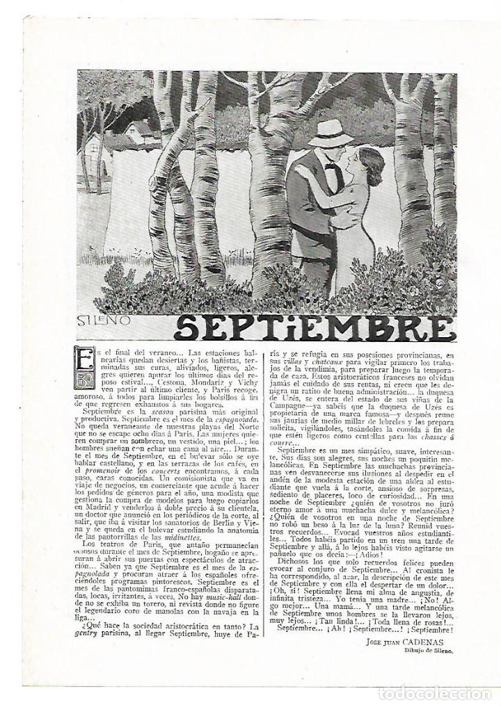 Coleccionismo: A&Ntilde;O 1913 RECORTE PRENSA RELATO CORTO SEPTIEMBRE POR JOSE JUAN CADENAS DIBUJO SILENO ILUSTRACION