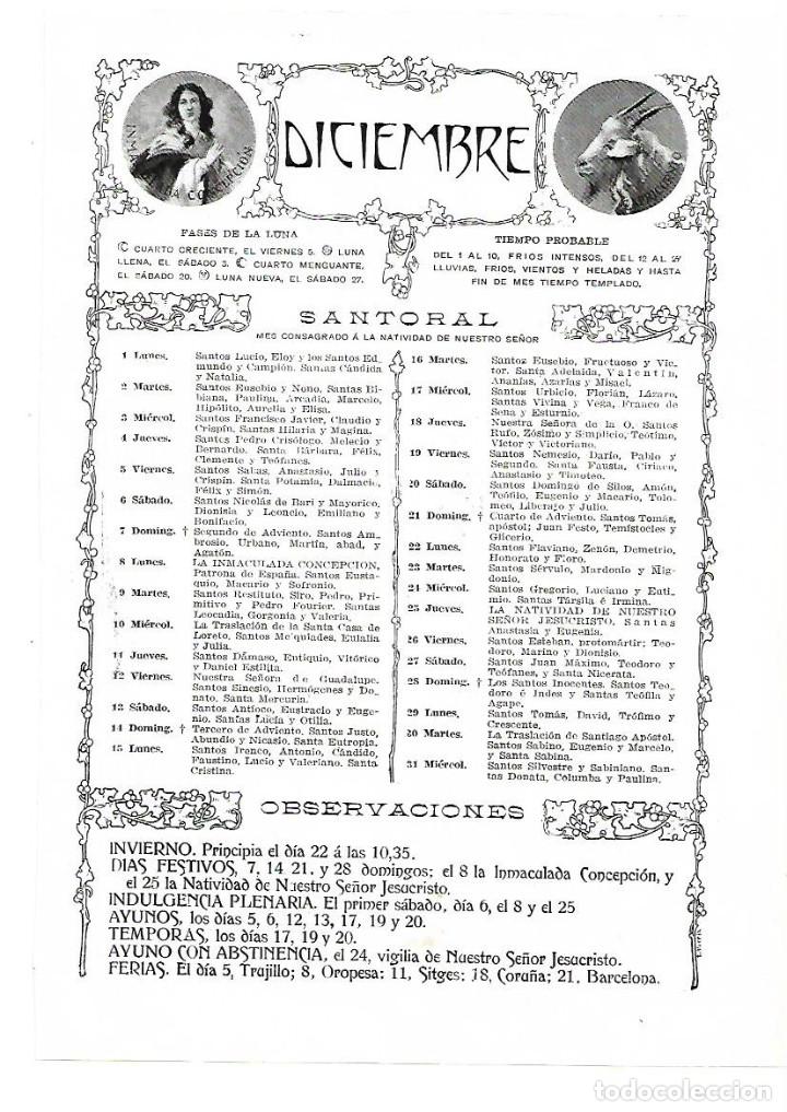 Collectionnisme: A&Ntilde;O 1913 RECORTE PRENSA ALMANAQUE SANTORAL MES DE DICIEMBRE
