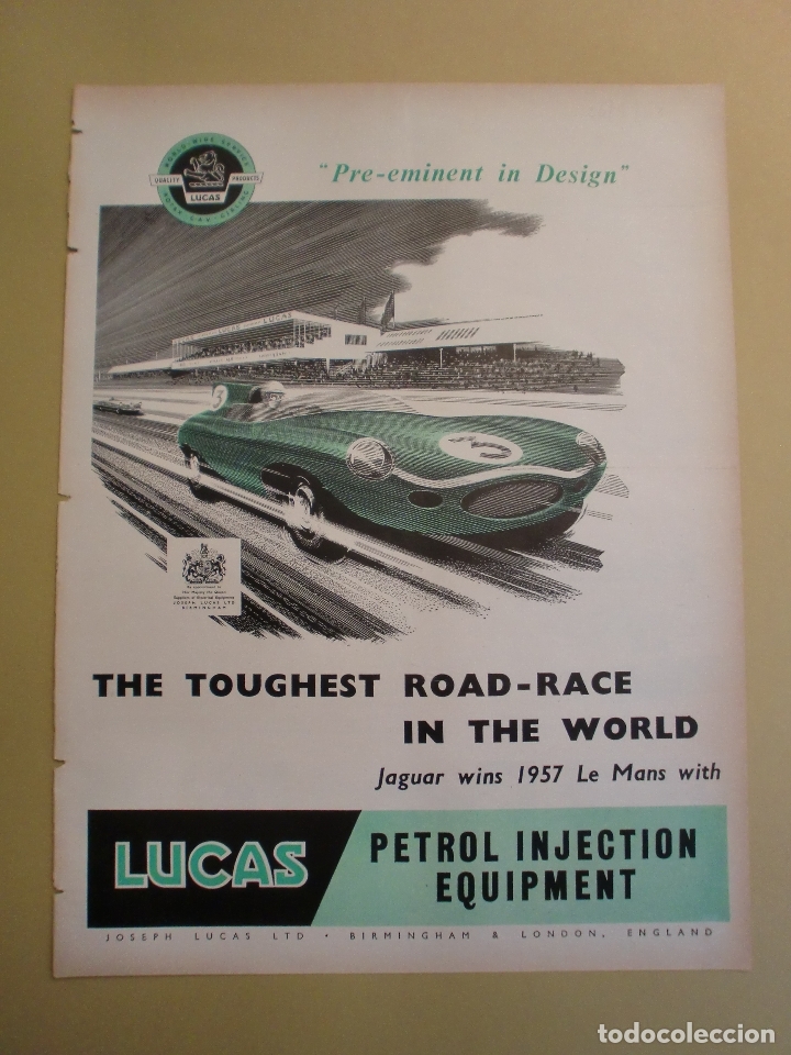 Coleccionismo: JAGUAR WINS 1957 LE MANS WITCH LUCAS PETROL INJECTION - 26 MAYO 1958