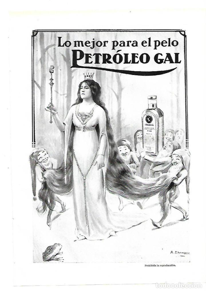 Collectionnisme: A&Ntilde;O 1913 RECORTE PRENSA PUBLICIDAD PETROLEO GAL PARA EL CABELLO DIBUJO EHRMANN