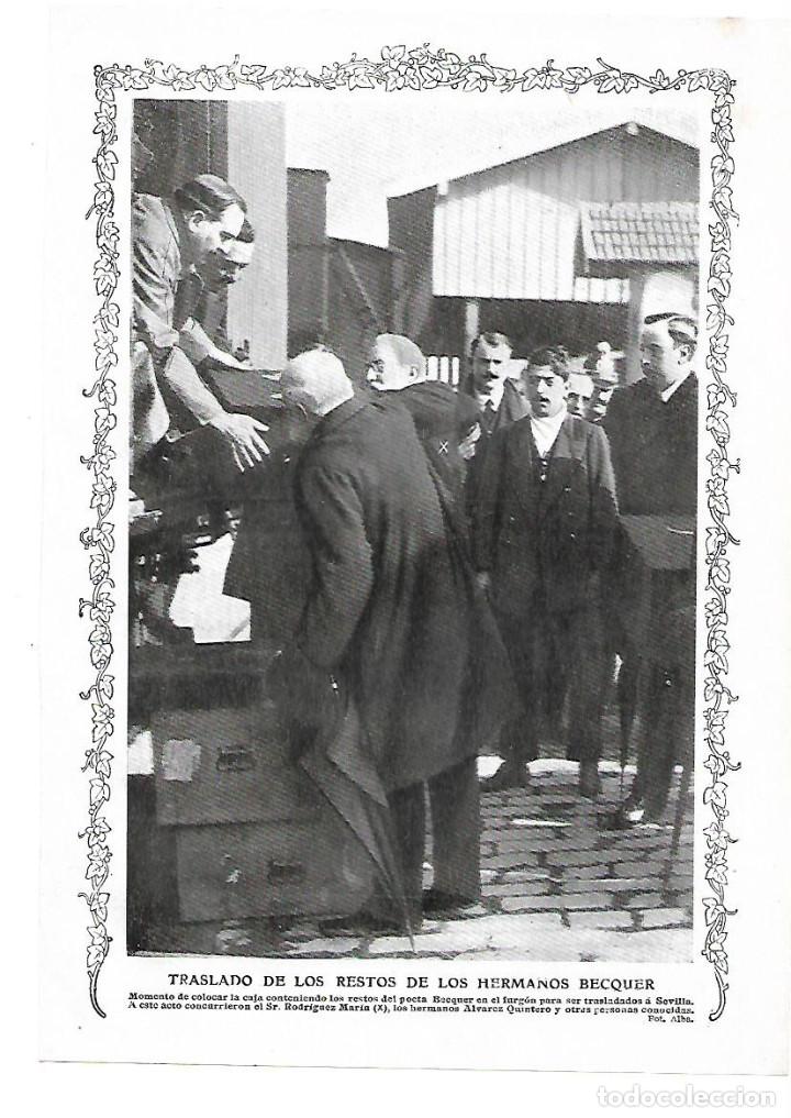 Coleccionismo: A&Ntilde;O 1913 RECORTE PRENSA TRASLADO DE LOS RESTOS DE LOS HERMANOS BECQUER A SEVILLA POETA POESIA