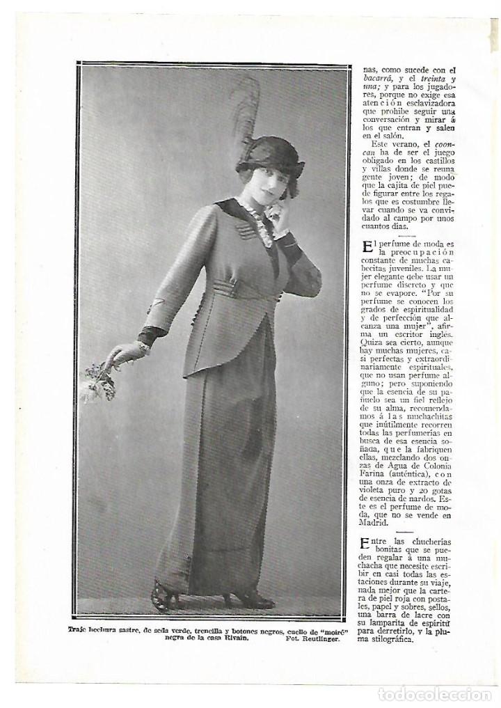 Collezionismo: A&Ntilde;O 1913 RECORTE PRENSA MODA MUJER TRAJE CUELLO MOIRE NEGRA MODELO DE LA CASA RIVAIN