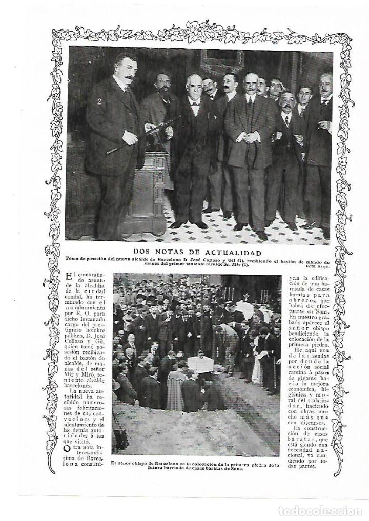 Collectionnisme: A&Ntilde;O 1913 RECORTE PRENSA PRIMERA PIEDRA DE LA FUTURA BARRIADA DE CASAS BARATAS DE SANTS BARCELONA