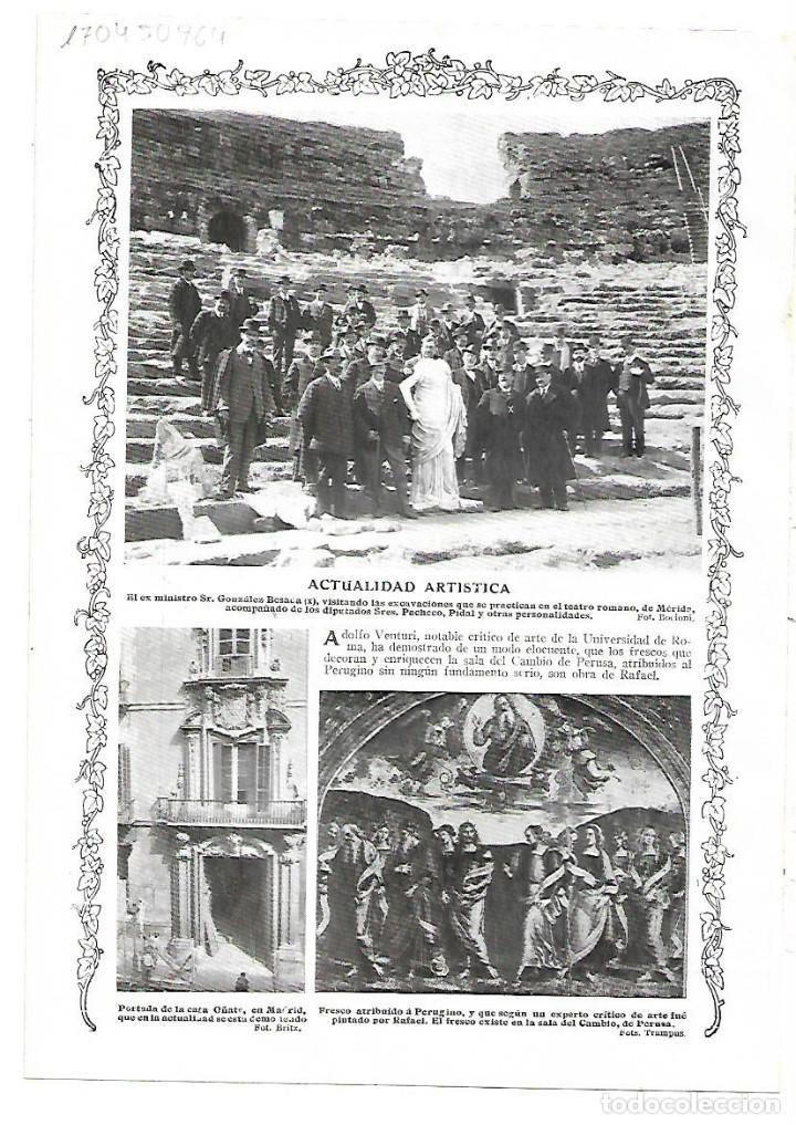 Collezionismo: A&Ntilde;O 1913 RECORTE PRENSA EXCAVACIONES TEATRO ROMANO MERIDA VISITA GONZALEZ BESADA PIDAL PACHECO