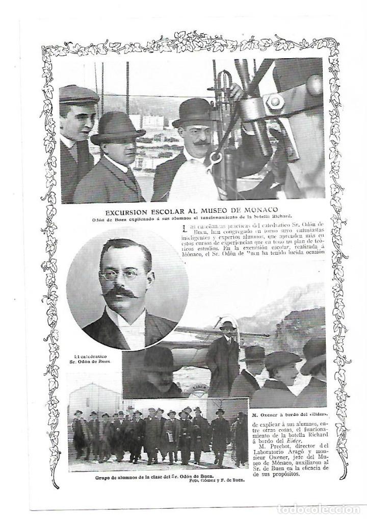 Coleccionismo: A&Ntilde;O 1913 RECORTE PRENSA EXCURSION ESCOLAR AL MUSEO DE MONACO ODON DE BUEN BOTELLA RICHARD