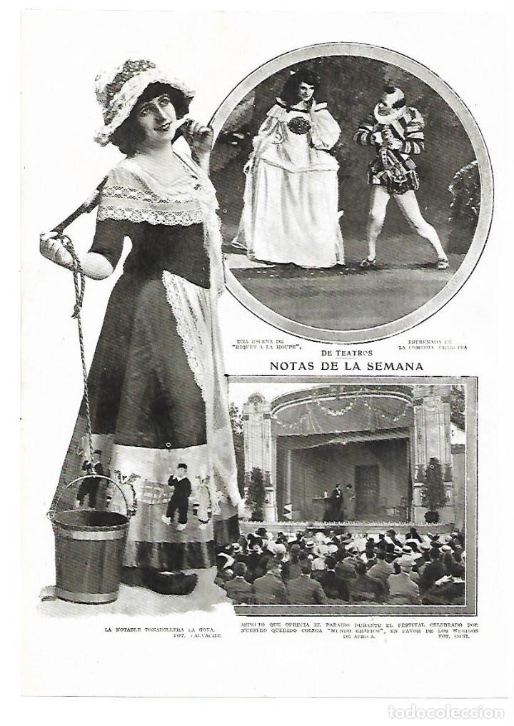 Collezionismo: A&Ntilde;O 1913 RECORTE PRENSA ARTISTA TEATRO TONADILLERA LA GOYA FOTOGRAFIA CALVACHE