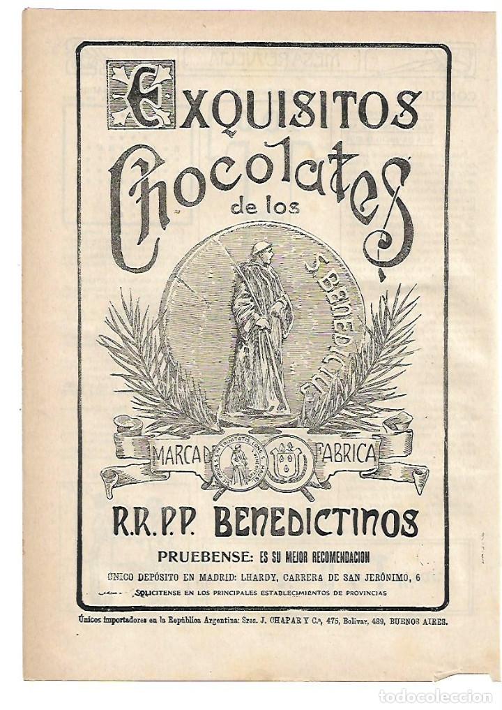 Sammelleidenschaft Papier: A&Ntilde;O 1913 RECORTE PRENSA PUBLICIDAD EXQUISITOS CHOCOLATES DE LOS PADRES BENEDICTINOS BENEDICTUS