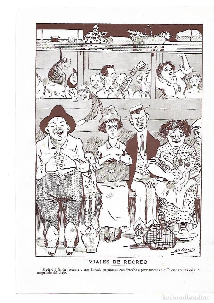 Collectionnisme: A&Ntilde;O 1913 RECORTE PRENSA HUMOR DIBUJO COMIC VIAJES DE RECREO POR BLAS