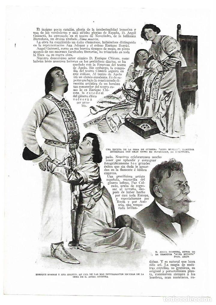 Coleccionismo: A&Ntilde;O 1913 RECORTE PRENSA TEATRO OBRA ALMA MUERTE ANGEL GUIMERA ENRIC ENRIQUE BORRAS ANA ADANUR