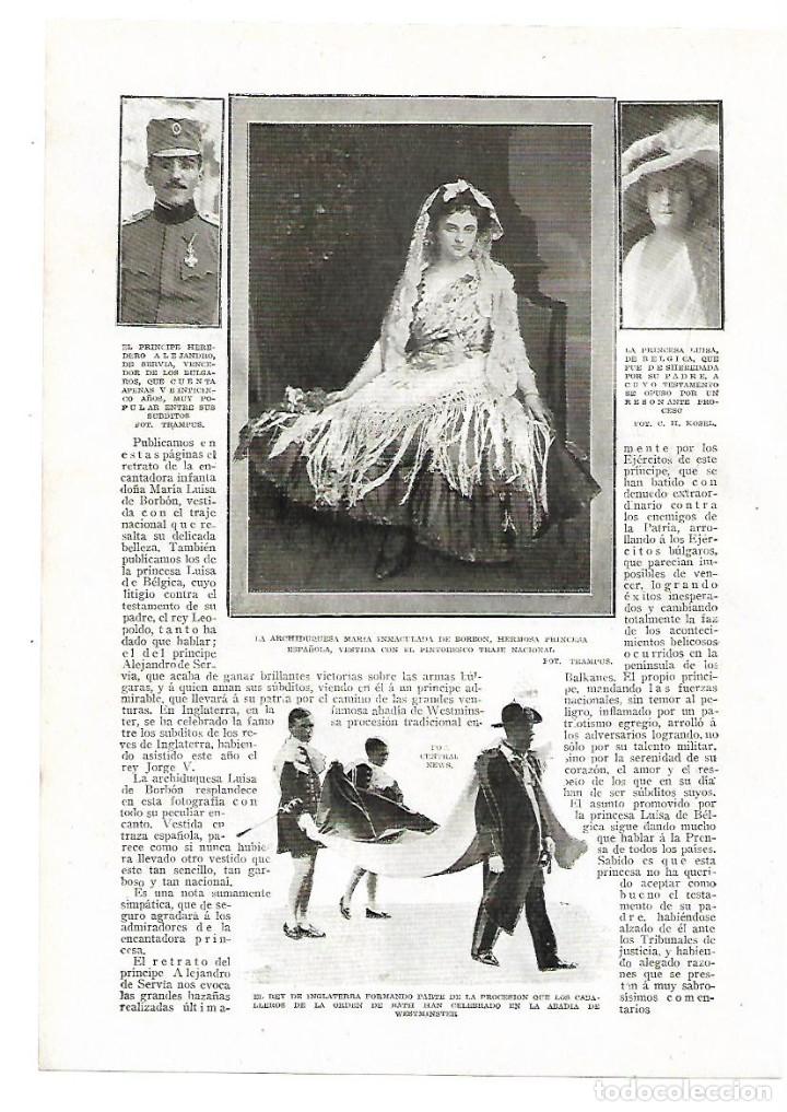 Collezionismo: A&Ntilde;O 1913 RECORTE PRENSA FOTOGRAFIA  LA ARCHIDUQUESA MARIA INMACULADA DE BORBON TRAJE NACIONAL TIPICO