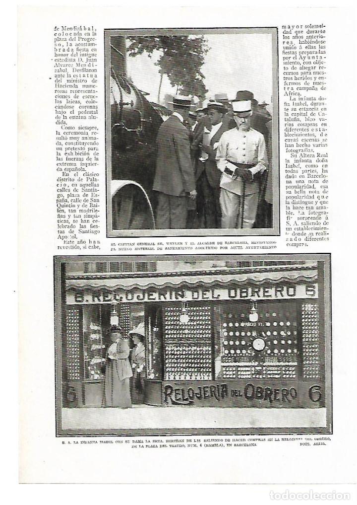 Collezionismo: A&Ntilde;O 1913 RECORTE PRENSA PUBLICIDAD LA INFANTA ISABEL COMPRA RELOJERIA DEL OBRERO LA RAMBLA BARCELONA