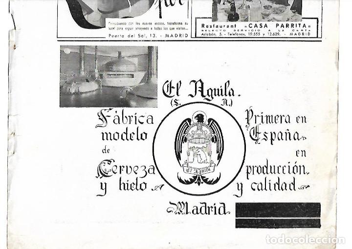 Collezionismo: A&Ntilde;O 1939 RECORTE PRENSA PUBLICIDAD BEBIDAS FABRICA DE CERVEZA EL AGUILA MADRID