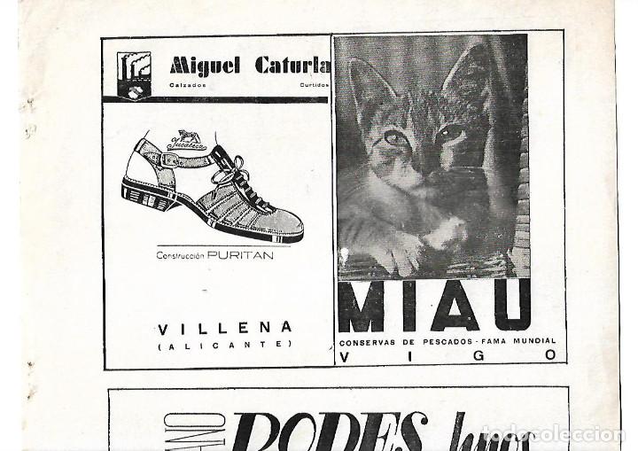 Collezionismo: A&Ntilde;O 1939 RECORTE PRENSA PUBLICIDAD MIGUEL CATURLA  CALZADO VILLENA ALICANTE CONSERVAS MIAU VIGO