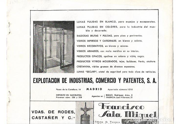 Collezionismo: A&Ntilde;O 1939 PUBLICIDAD LUNAS CRISTALES VIDRIOS EXPLOTACION DE INDUSTRIAS COMERCIO Y PATENTES MADRID