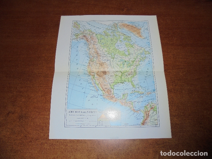 Coleccionismo: ANTIGUA L&Aacute;MINA: MAPA SISTEMAS HIDROGR&Aacute;FICO Y OROGR&Aacute;FICO DE AM&Eacute;RICA DEL NORTE Y DEL SUR.