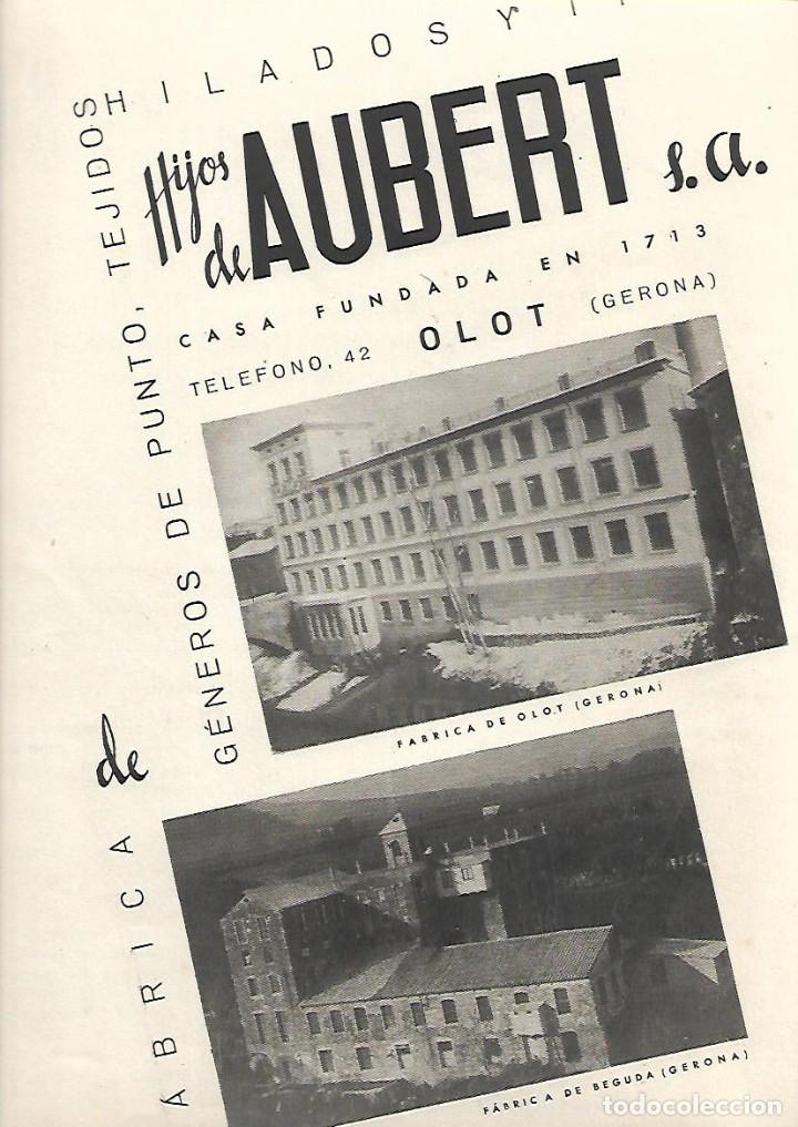 Coleccionismo: A&Ntilde;O 1939 PUBLICIDAD HIJOS DE AUBERT OLOT BEGUDA GIRONA FABRICA PUNTO HILADOS TINTES TEJIDOS