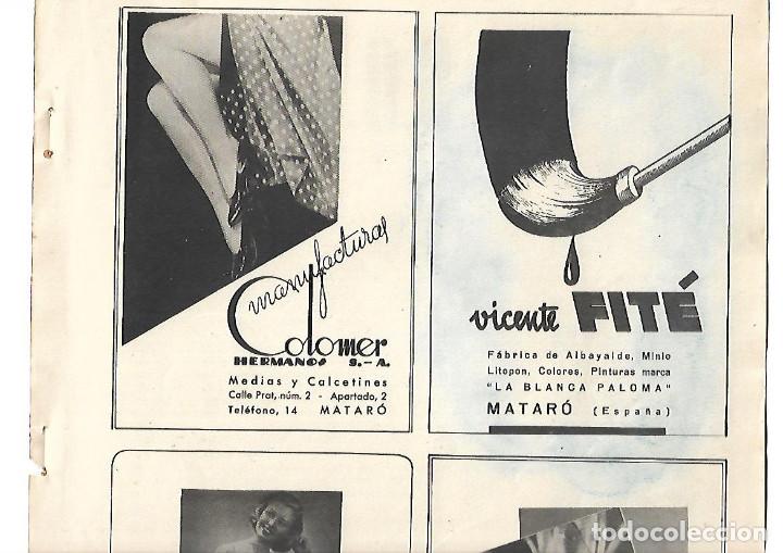 Collezionismo: A&Ntilde;O 1939 PUBLICIDAD MANUFACTURAS COLOMER MEDIAS CALCETINES MATARO VICENTE FITE LA BLANCA PALOMA