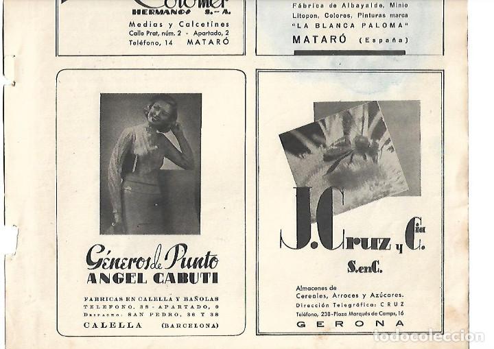 Coleccionismo: A&Ntilde;O 1939 PUBLICIDAD GENEROS DE PUNTO ANGEL CABUTI CALELLA BARCELONA CREALES CRUZ GIRONA